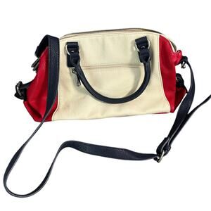 Charming Charlie Red White Navy Blue Doctor's Bag Shoulder Purse Nautical Preppy